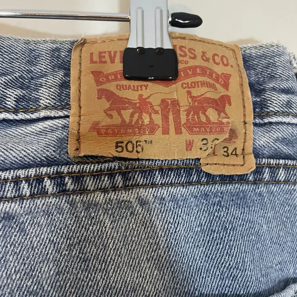 Vintage Levi's 505 Jeans Men 36x34 Regular Fit‎ Straight Blue Denim Faded Y2K